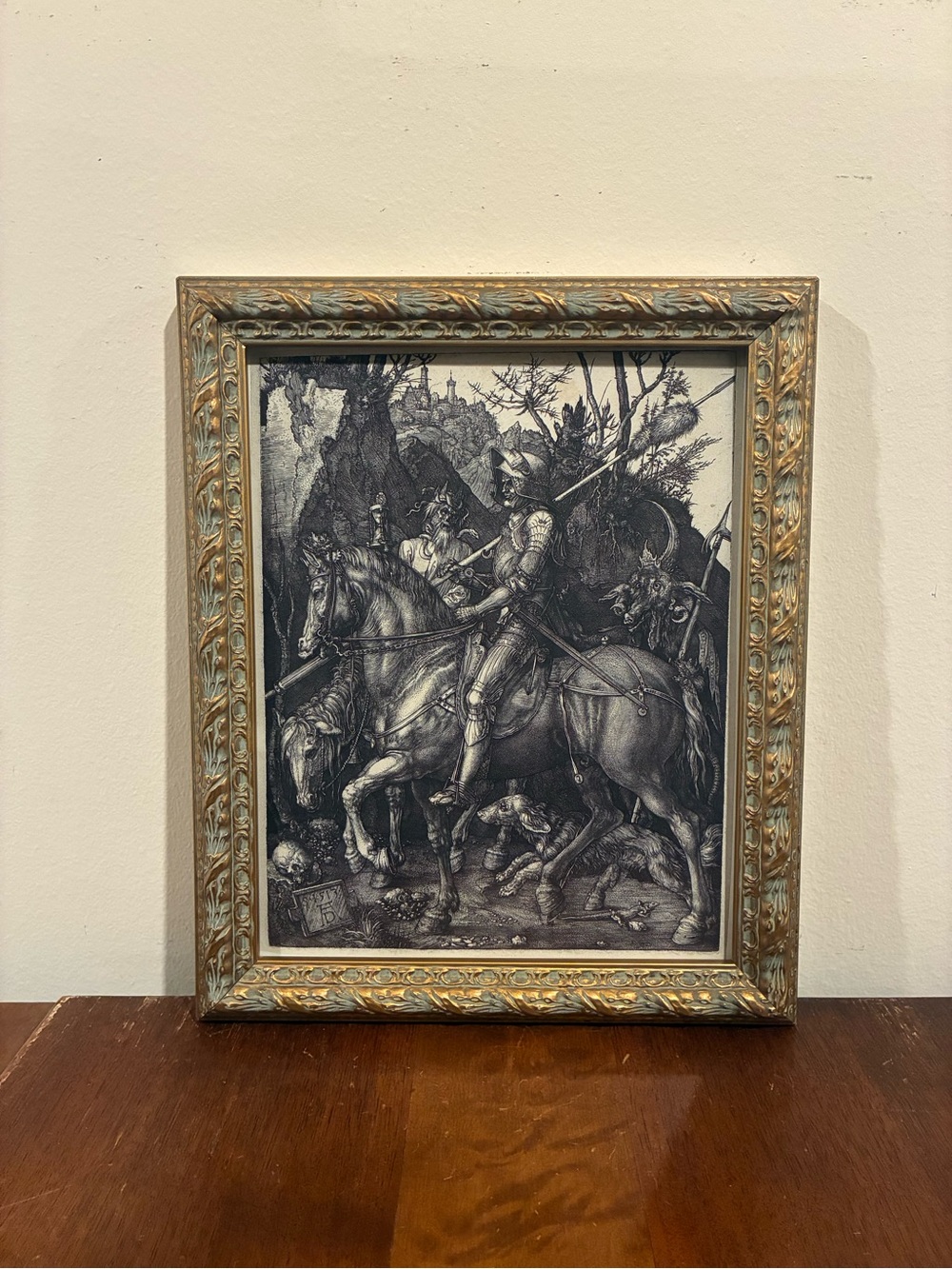 Albrecht Durer Knight Death & Devil 9.5x11.5 Vintage Gold Frame Gallery Wall Art